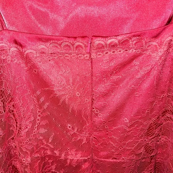 Belsoie Raspberry Lace Midi Dress Formal Scalloped Hem – Size 20 - Picture 5 of 6
